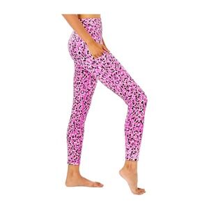 Lilly Pulitzer Weekender Leggings Pink Topaz Leopard High Rise Pocket Active M
